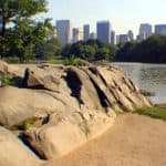 Manhattan Schist exposed at The Lake in Central Park